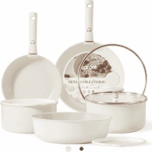 11 pcs kitchen cookware sets with detachable handle